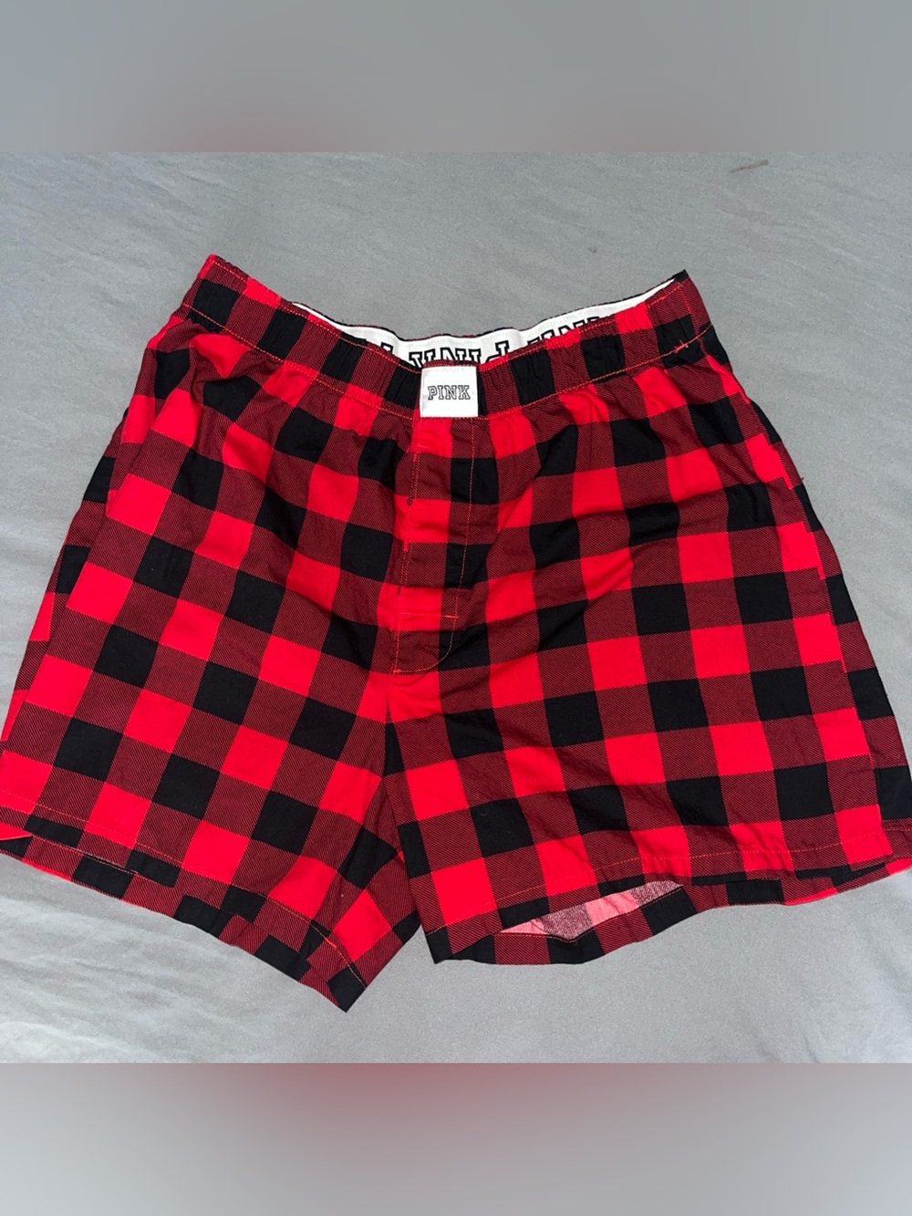 PINK Victoria's Secret Red & Black Plaid Sleep Shorts